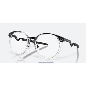 Oakley Clear and Black Round Eyeglasses with Zigzag Temples